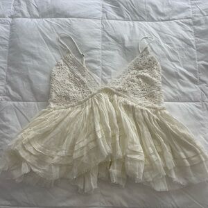 Free People Cream Lace Top